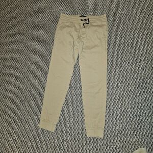 men's khaki hollister twill joggers